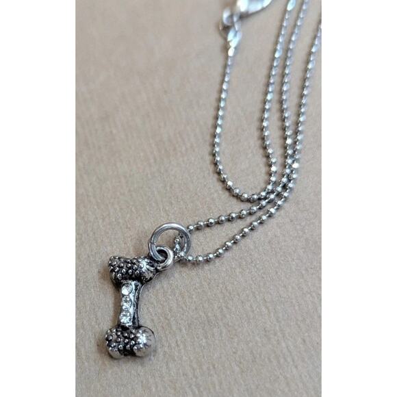 18K Gold Plated Dog Bone Necklace Rhinestone Charm Pet Lover Y2K - Picture 3 of 10
